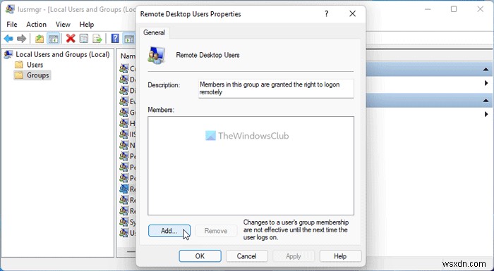 Windows11/10でリモートデスクトップユーザーを追加または削除する方法 