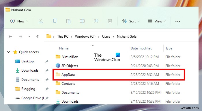 Windows11/10でAppDataフォルダーが見つからないか開くことができません 