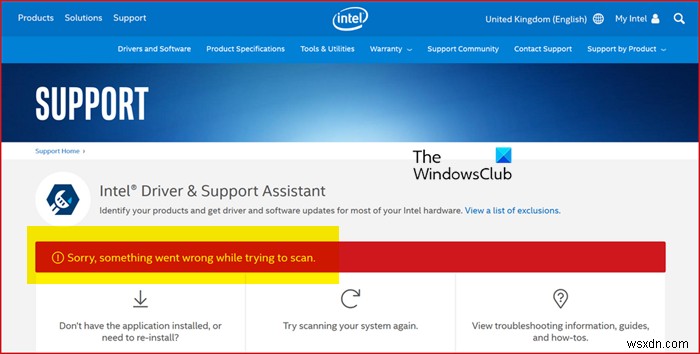 Intel Driver andSupportAssistantがWindows11/10で動作しない 