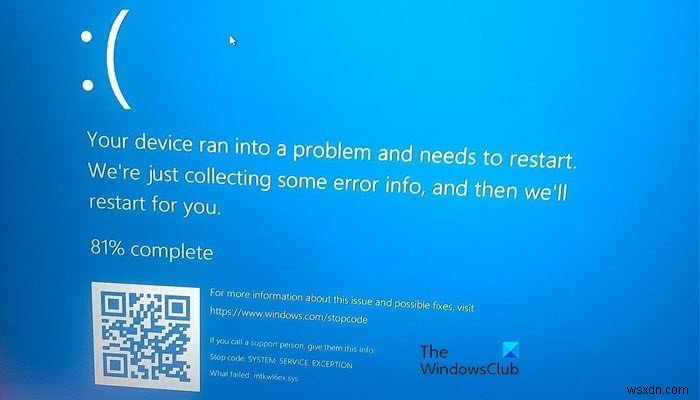 Windows11/10のmtkwl6ex.sysブルースクリーンを修正 