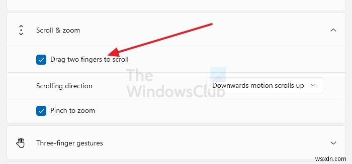 Windows11/10で2本の指のスクロールが機能しない 