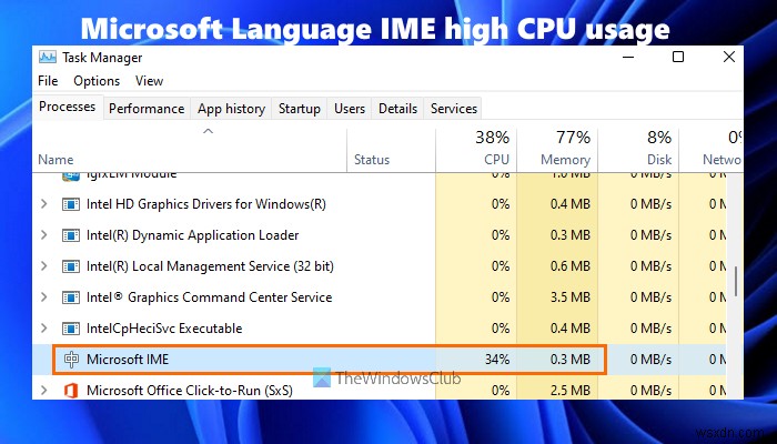 Windows11/10でのMicrosoft言語IMEの高いCPU使用率を修正 