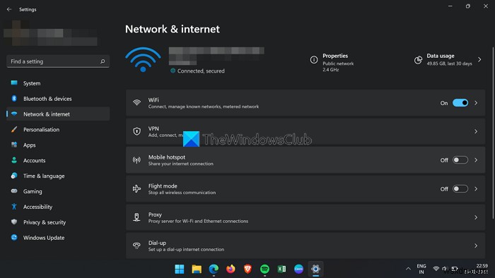 WiFiの代わりにイーサネットアイコンを表示するWindows 