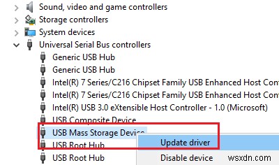 USBマスストレージデバイスドライバーが表示されない、または機能しない 