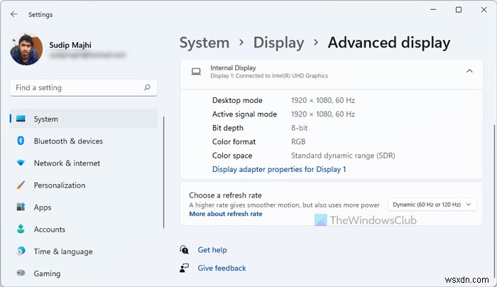 Windows11の動的リフレッシュレートが表示されない、または機能しない 