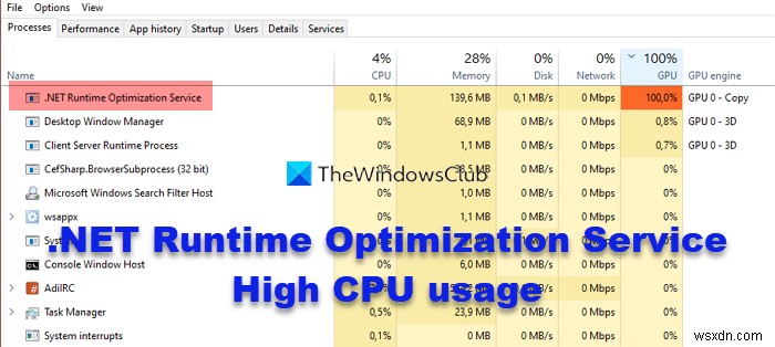 Windows11/10での.NETランタイム最適化サービスの高いCPU使用率を修正 
