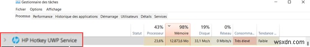 Windows11/10でのHPHotKeyUWPサービスの高メモリとCPU使用率 