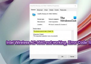 Intel Wireless AC 9560が機能しない、エラーコード10 