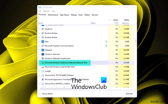 Windows11/10でのMRT.exeの高いディスクとCPU使用率を修正 