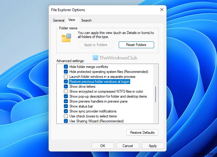 Windows11/10でログオン時に以前のフォルダウィンドウを復元する方法 