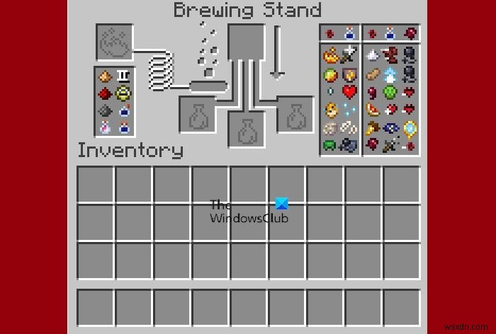 Minecraft醸造スタンドのレシピとチャート 