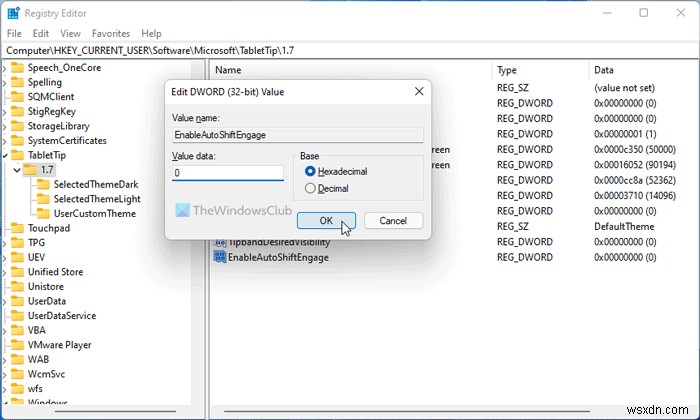 タッチキーボードによるWindows11の各文の最初の文字の大文字化を許可または停止する 