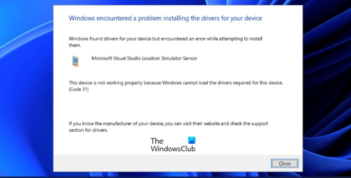 MicrosoftVisualStudioロケーションシミュレータセンサーが機能しない問題を修正 