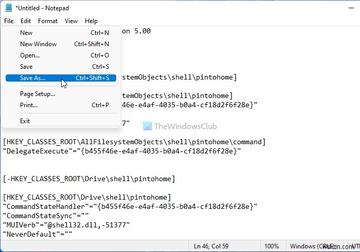 Windows11のコンテキストメニューで[クイックアクセスに固定]を表示または非表示にする方法 