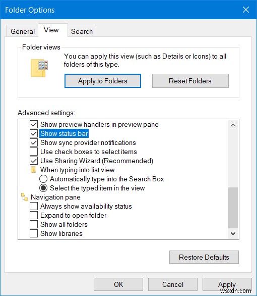 Windows11/10のファイルエクスプローラーでステータスバーを有効または無効にする方法 