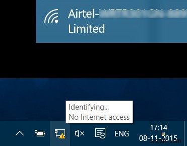 Windows11/10の制限されたネットワーク接続 