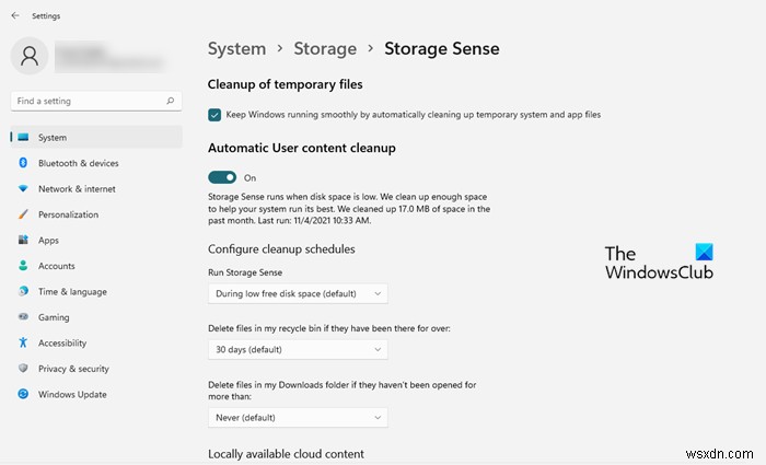 Windows11でStorageSenseを使用してディスク領域を解放する方法 