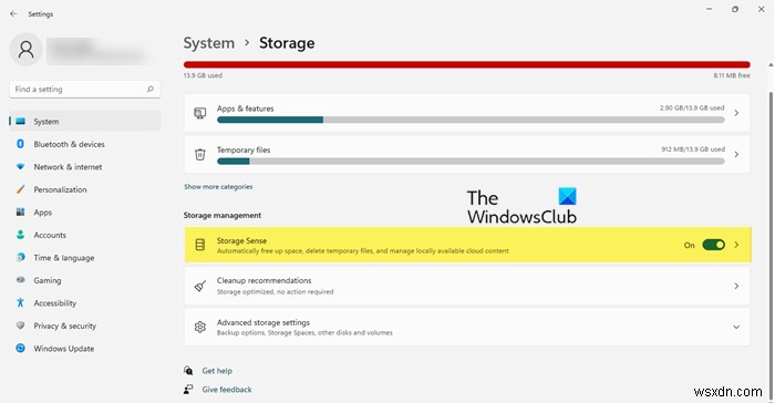 Windows11でStorageSenseを使用してディスク領域を解放する方法 