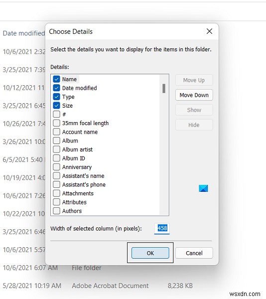 Windows11/10でファイルエクスプローラーの列幅サイズを変更する方法 