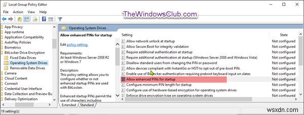 Windows11/10でBitLocker起動用の拡張PINを有効または無効にする方法 