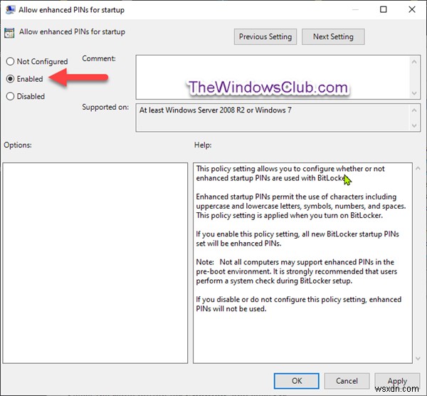 Windows11/10でBitLocker起動用の拡張PINを有効または無効にする方法 