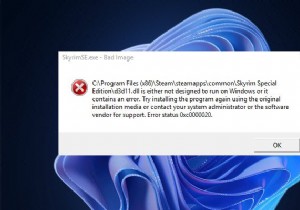 悪い画像、D3D11.dllはWindowsで実行するように設計されていません、エラー0xc0000020 