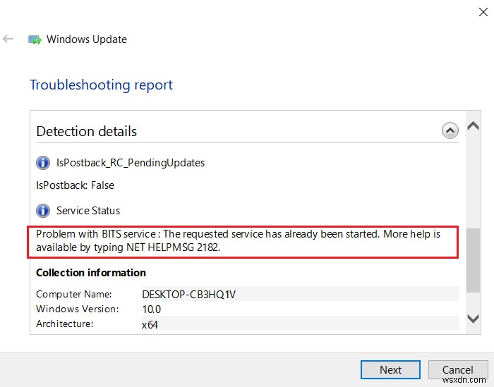 Windows11/10でのBITSサービスに関するNETHELPMSG2182の問題を修正 