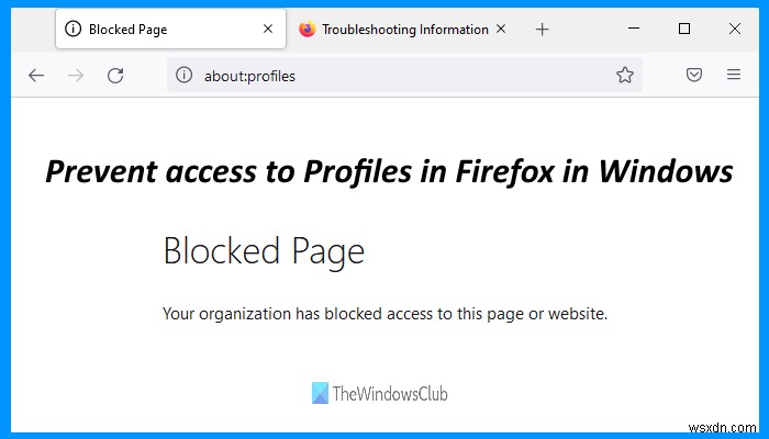 Windows11/10のFirefoxでプロファイルへのアクセスを無効にする方法 