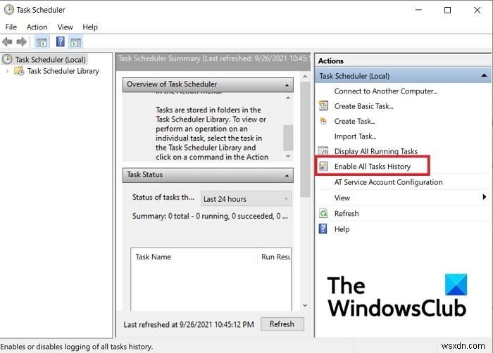 Windows 11でタスクスケジューラの履歴を有効化、表示、およびクリアする方法 