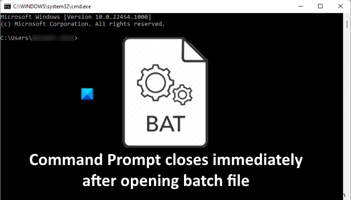 コマンドプロンプトは、バッチファイルを開いた直後に閉じます 