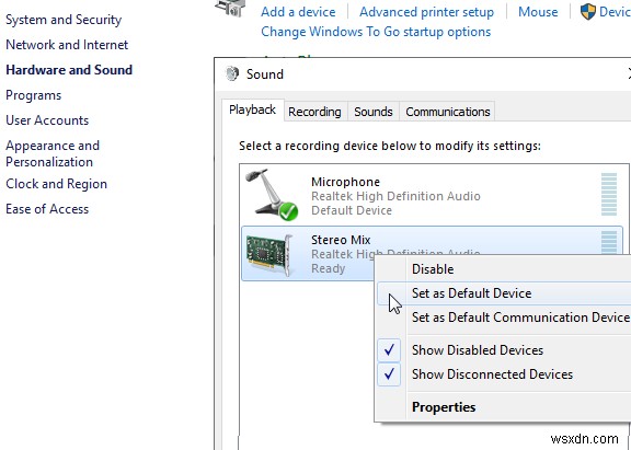Windows 11/10でステレオミックスが機能しない、またはオーディオを選択する 
