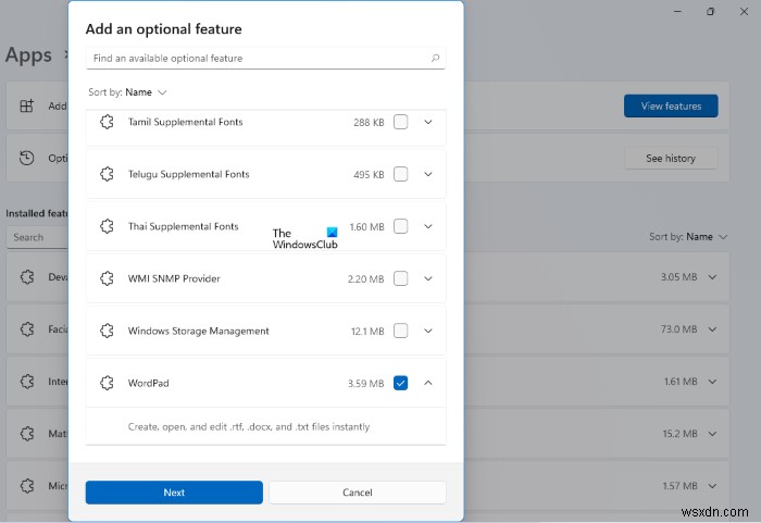 Windowsの機能をオンまたはオフにします; Windows11/10のWindowsオプション機能の管理 