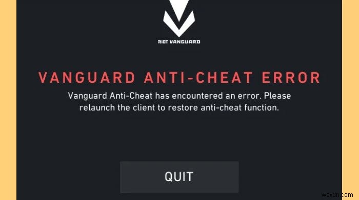 ValorantVanguardのアンチチートでエラーが発生しました 