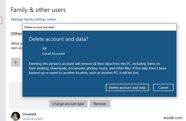Windows11/10でユーザーアカウントを削除する方法 