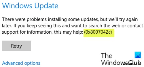 WindowsUpdateまたはファイアウォールのエラー0x8007042cを修正します 
