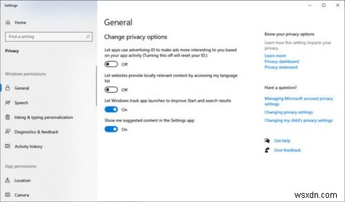 Windows 11/10のプライバシー設定は、プライバシーを保護するために変更する必要があります 