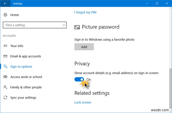 Windows11/10のログイン画面からメールアドレスを削除する方法 