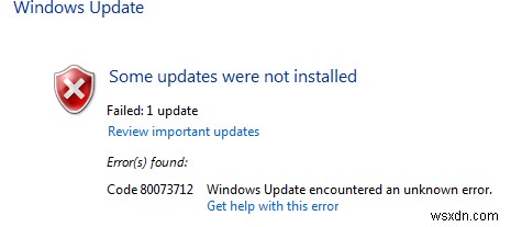 Windows11/10でのWindowsUpdateエラー0x80073712を修正 