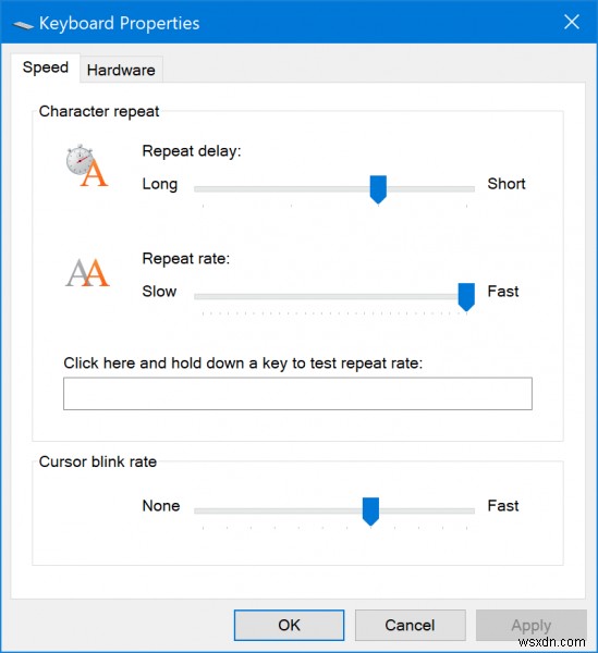 Windows10でキーボードの繰り返し速度と繰り返し遅延を設定する方法 