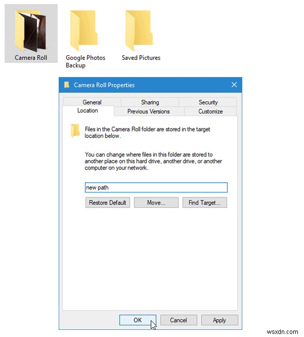 Windows11/10でカメラロールと保存された写真フォルダを移動または削除する方法 