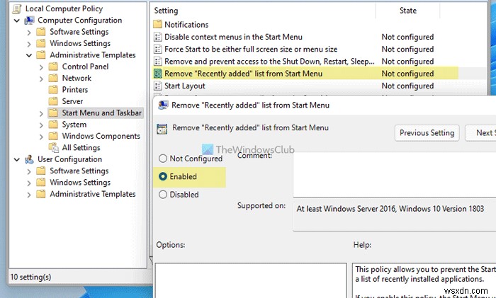 Windows11のスタートメニューで推奨リストを表示または非表示にする方法 