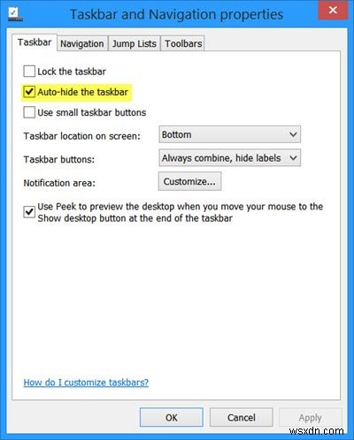 Windows11/10でタスクバーを自動非表示にする方法 