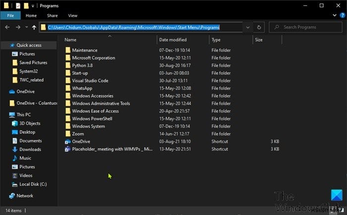 Windows11/10のスタートメニューのすべてのアプリでアイテムを追加または削除する方法 