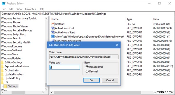 従量制接続を介してWindowsUpdateを自動的にダウンロードできるようにする 