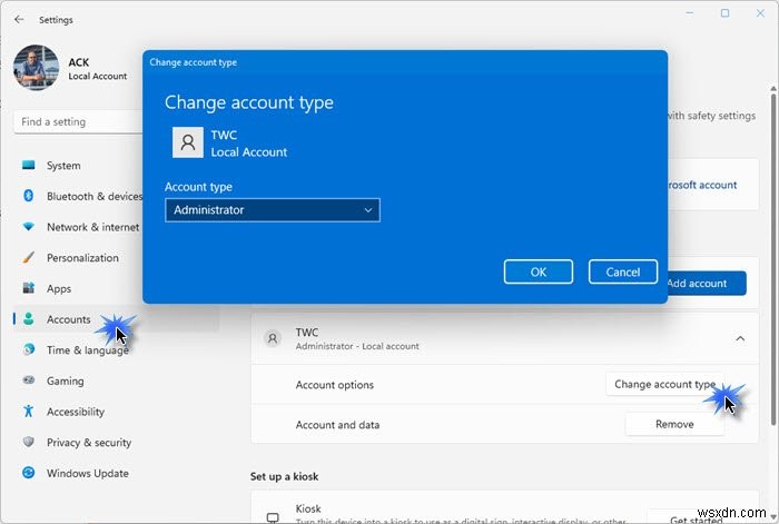 Windows 11/10で標準ユーザーを管理者アカウントに、またはその逆に変更する方法 