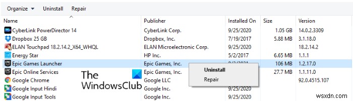 Epic Gamesの接続エラー、Windows11/10の問題と問題を修正 