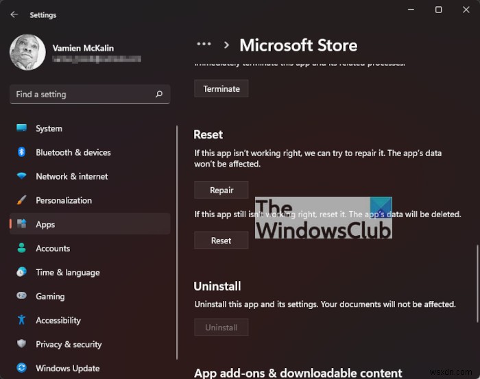 Windows設定を介してMicrosoftStoreアプリをリセットまたは修復する方法 