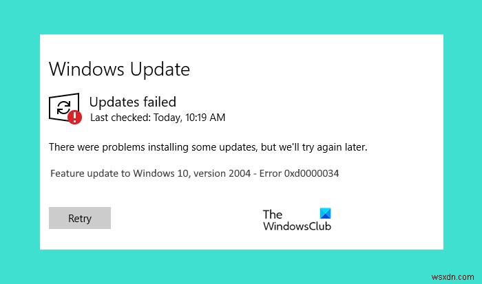 WindowsUpdateエラーコード0xd0000034を修正 