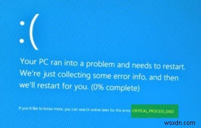 Windowsブルースクリーンまたはバグチェック停止エラーコードの完全なリスト 