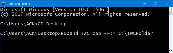 Windows11/10でコマンドラインツールを使用してCABファイルを抽出する方法 